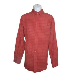 Carhartt Shirt Men's Size Large Red Plaid Button Down Long Sleeve 100% Cotton
